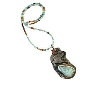 Miss Kite Arizona Natural Turquoise Copper Moon Sterling Pendant Gemstone Chain